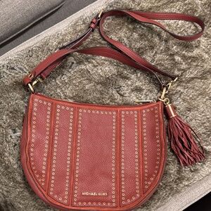 Michael Kors Burgundy Shoulder Bag with Gold Accents